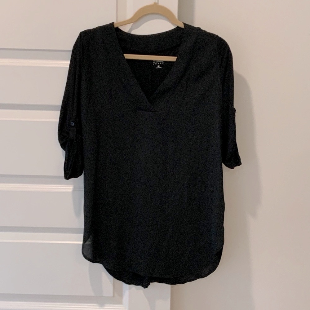 Soho Black V-Neck Blouse